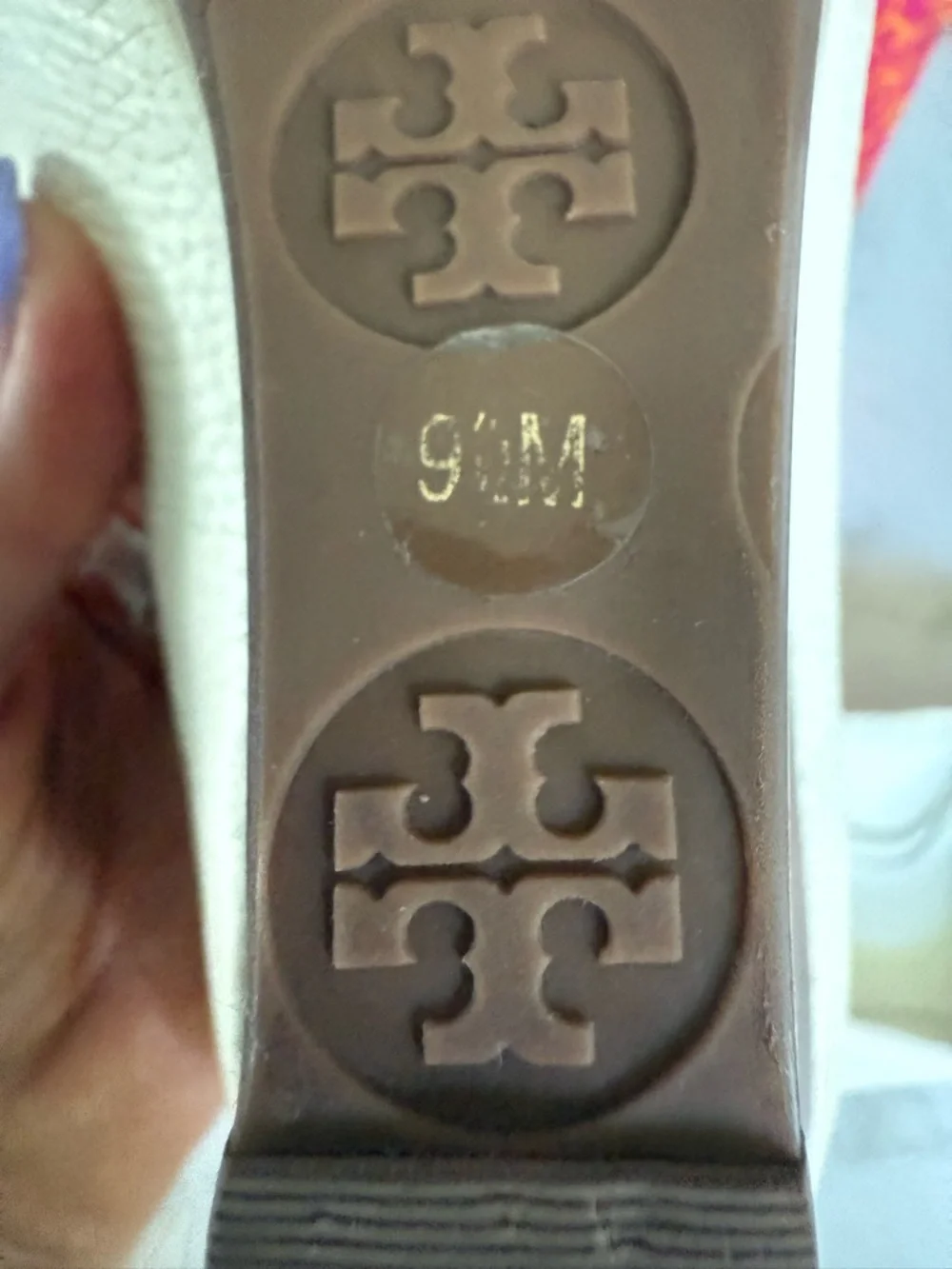 Tory Burch Ivory Textured Leather Wedge Pumps with Logo Medallion - Picture 6 of 6